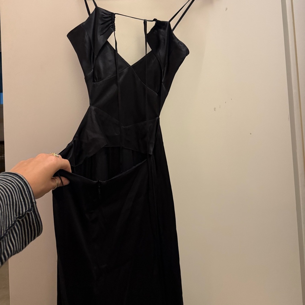 Elegant Black Satin Dress - Revolve